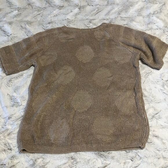 𝅺halston III vintage polka dot weave shimmery short sleeve sweater size S (4-6) - Picture 3 of 9